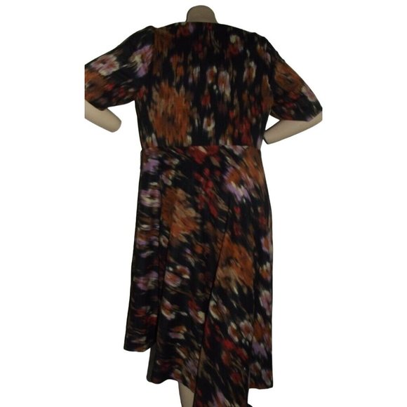 Luxe by Carmen Woman 16W Orange Black Knit Asymmetrical Hem Midi Sheath Dress - Picture 4 of 8